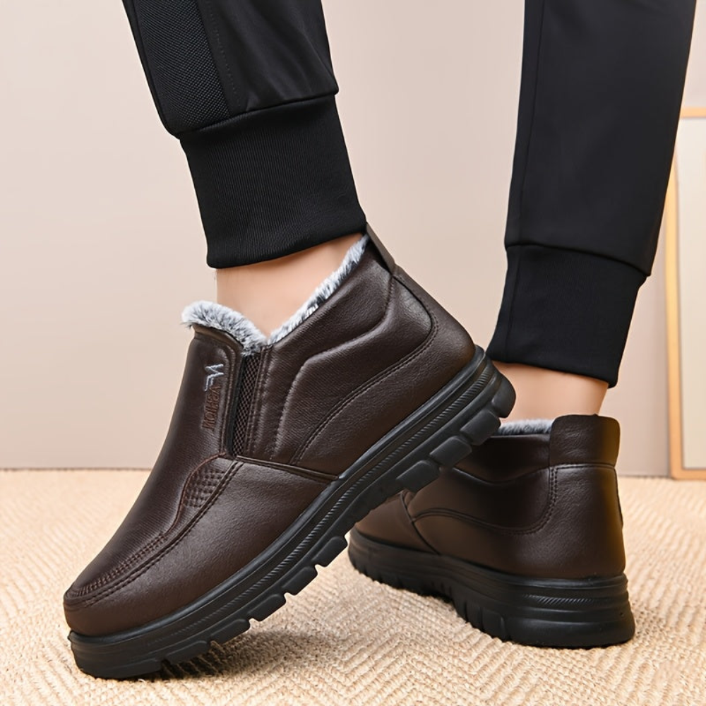 Vinter-slip-ons til mænd, brune, med for og tyk sål