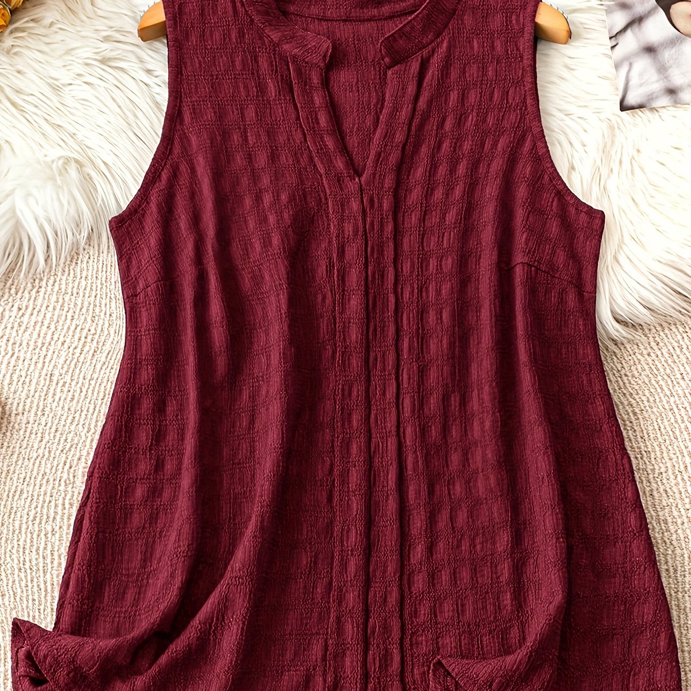 Damen Ärmellose Tunika Bluse mit V-Ausschnitt – Eleganter Freizeit-Look für Alltag und Büro