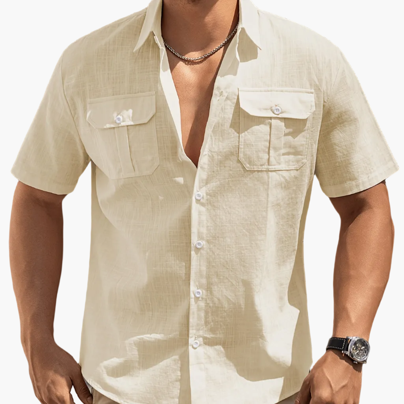 Herren Freizeit Hemd Kurzarm mit Brusttaschen – Perfekt für Sommer und Alltag