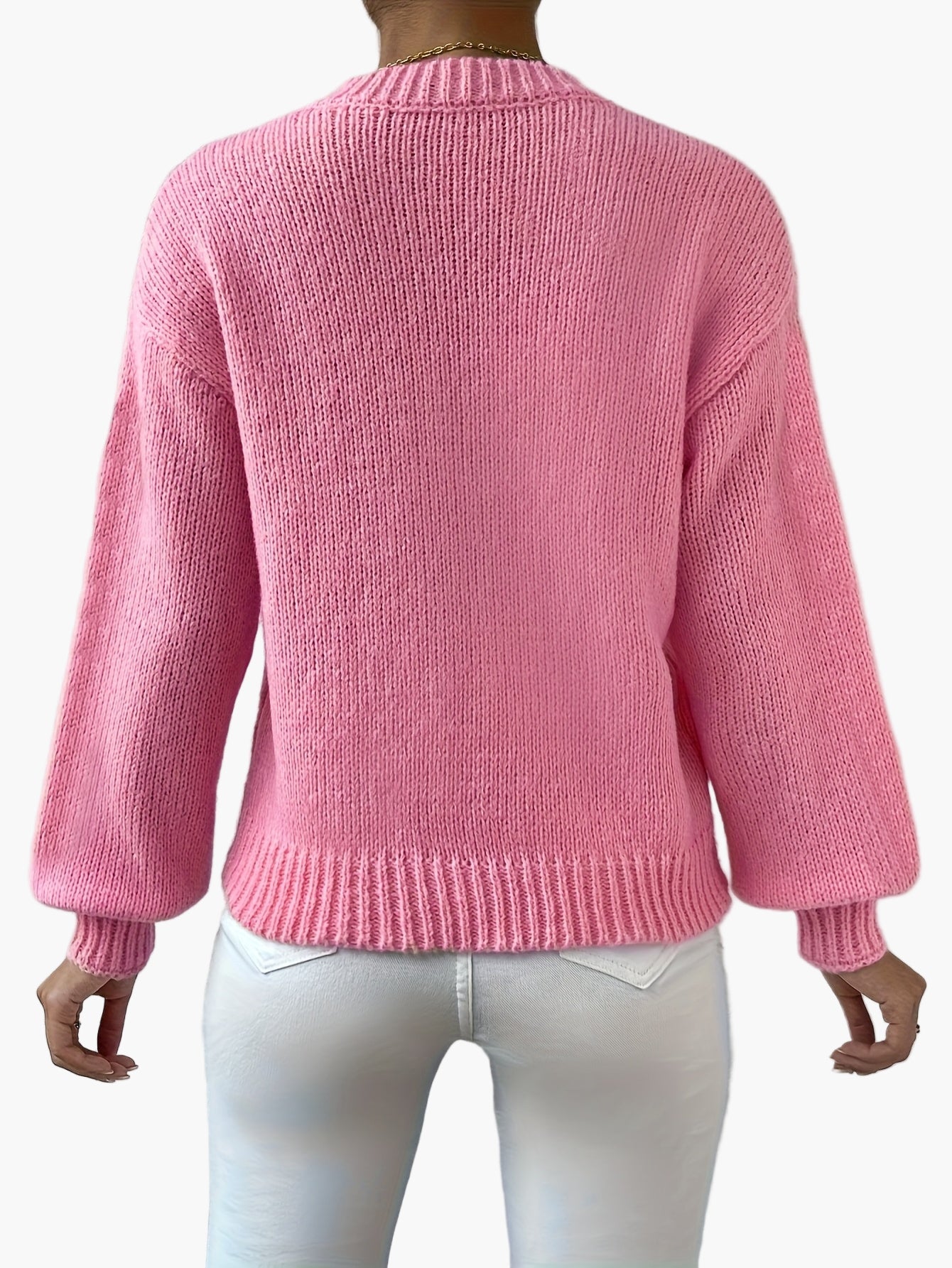 Damepullover med peberkagemand-motiv – Legesyg strik-sweater i trenddesign til efterår og vinter