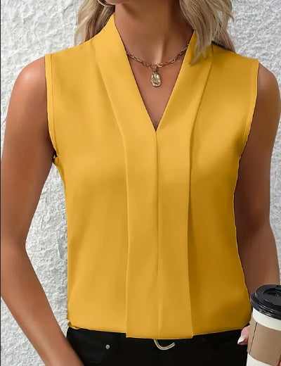 Tanya – Blusa elegante sin mangas con escote en V para primavera y verano, moda versátil para ocio o eventos formales