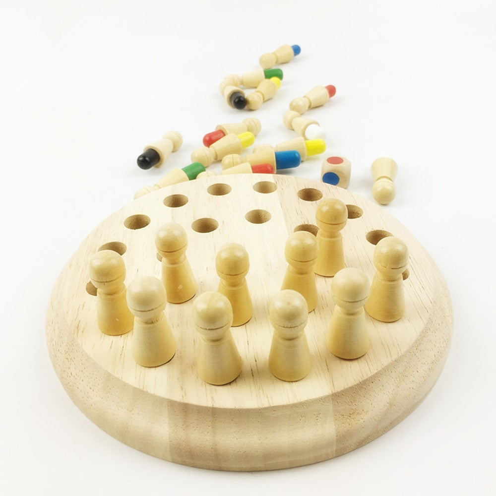Houten memory match stok schaakspel voor kinderen – leerspel ter bevordering van geheugen & kleurherkenning, educatief bordspel vanaf 3 jaar