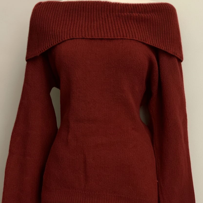Damen Carmen-Pullover Gestrickt Off-Shoulder Grün