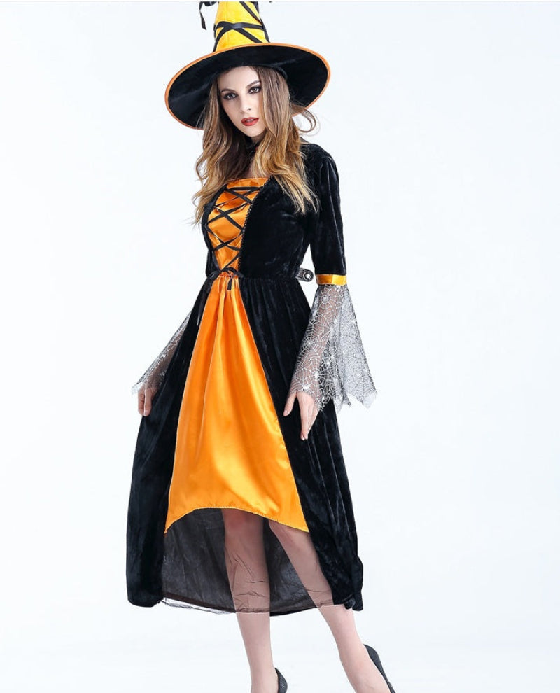 Dame Halloween Heksekostume – Udklædning med Hat til Voksne – Perfekt til Halloweenfester & Udklædning
