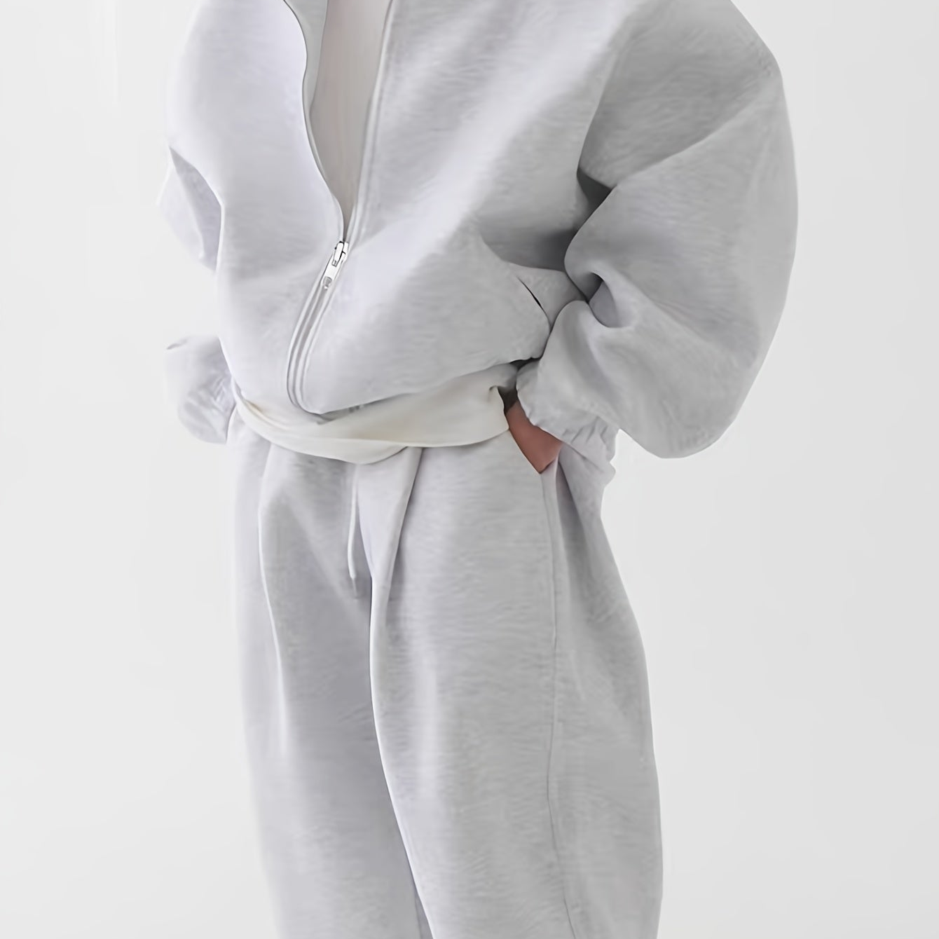 Completo unisex con felpa con cappuccio e cerniera e pantaloni da jogging, comodo completo sportivo loungewear