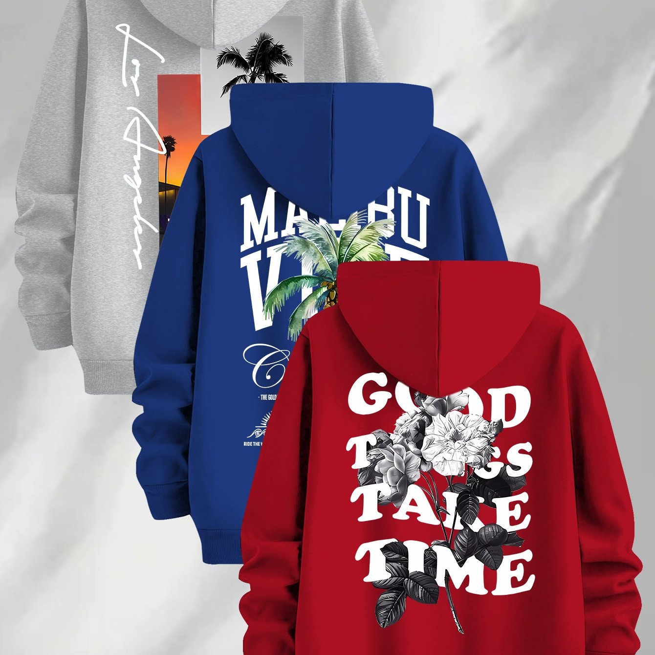 Hoodie mit Kapuze & Kordelzug, Fronttasche, Langarm, verschiedene Designs