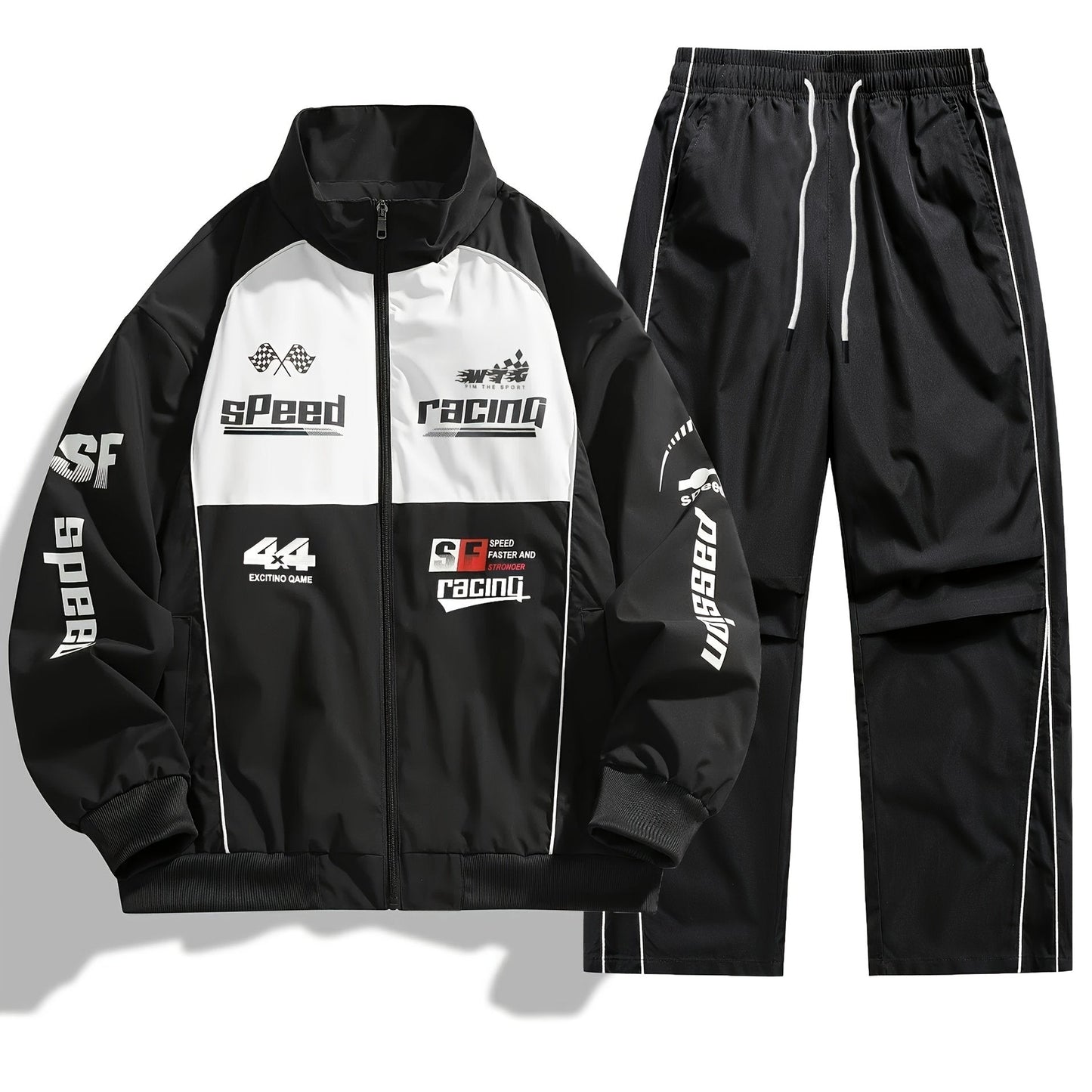 Unisex Trainingsanzug Set mit Racing-Design - Jacke & Hose