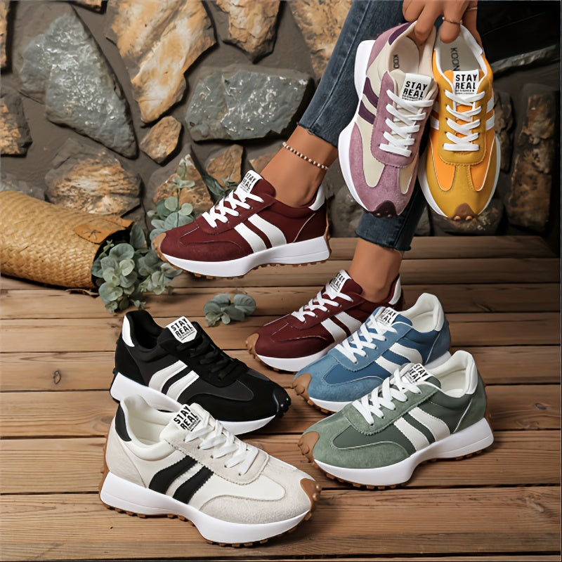 Damen Retro Sneaker für Alltag und Freizeit – Sportlicher Stil mit Streifen