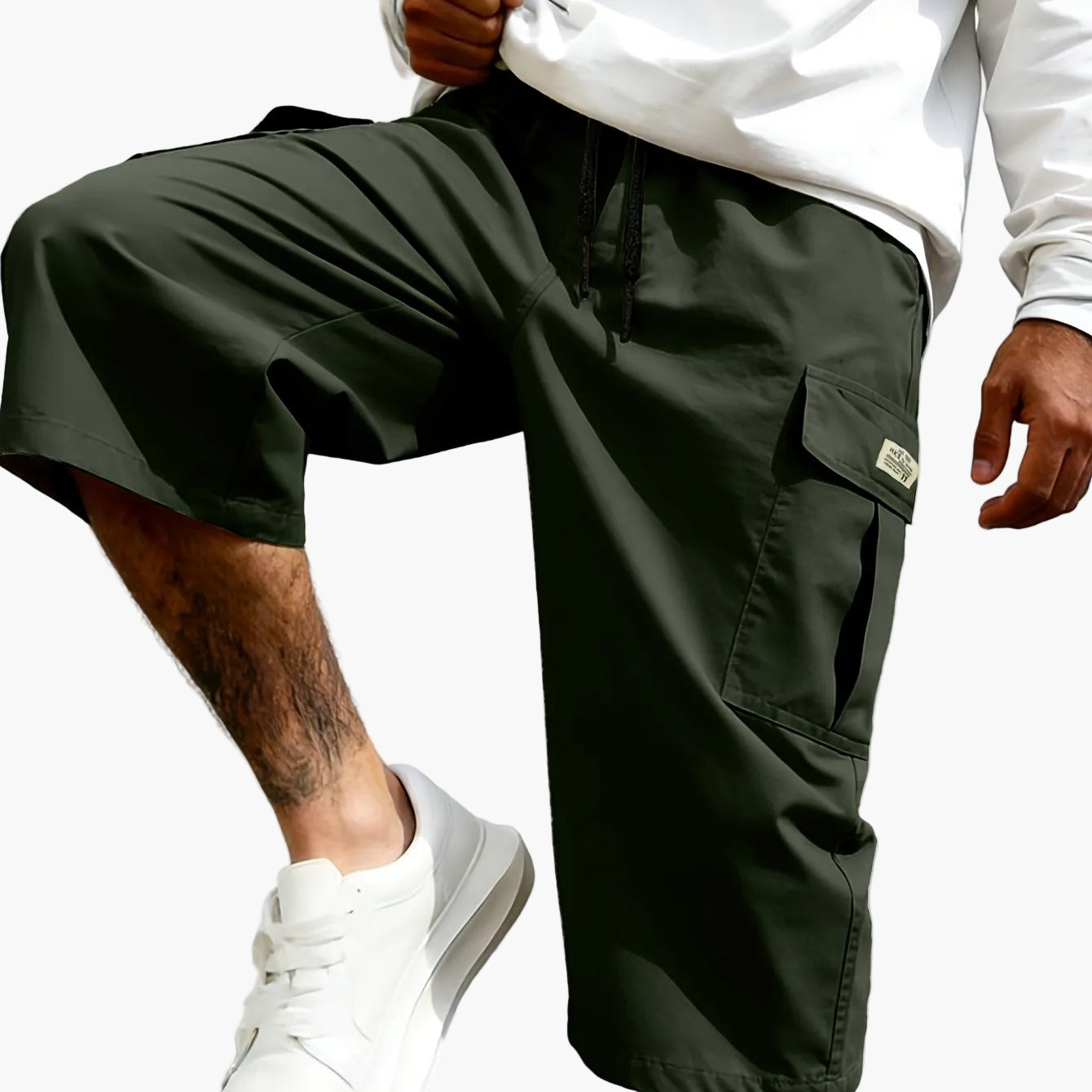 Herren Cargo Shorts im Streetwear Stil, Knie-Länge, Bequeme Freizeithose mit Taschen