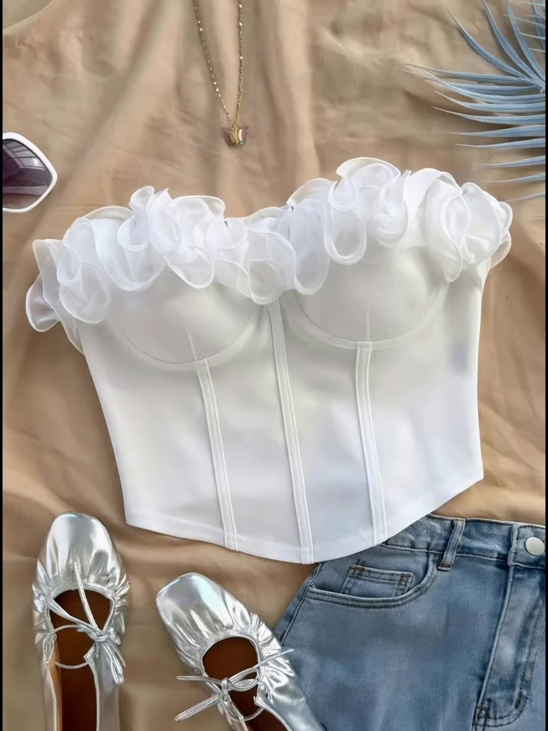 Dame Bustier Top Elegant Flæser Feststil – Figurformende og Moderne til Forår & Sommer