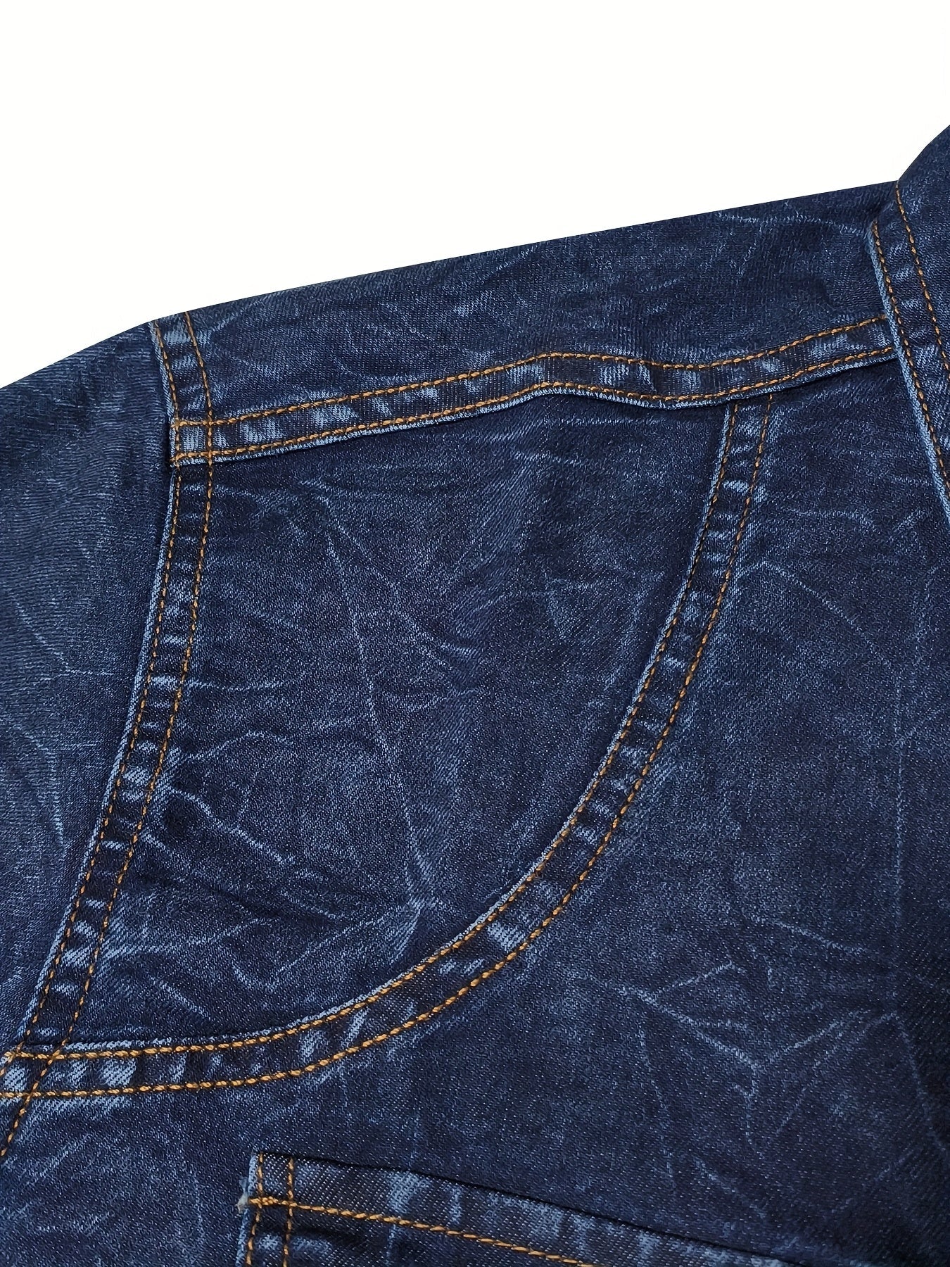 Herenoverhemd met lange mouwen, blauw, used-look, met borstzakken