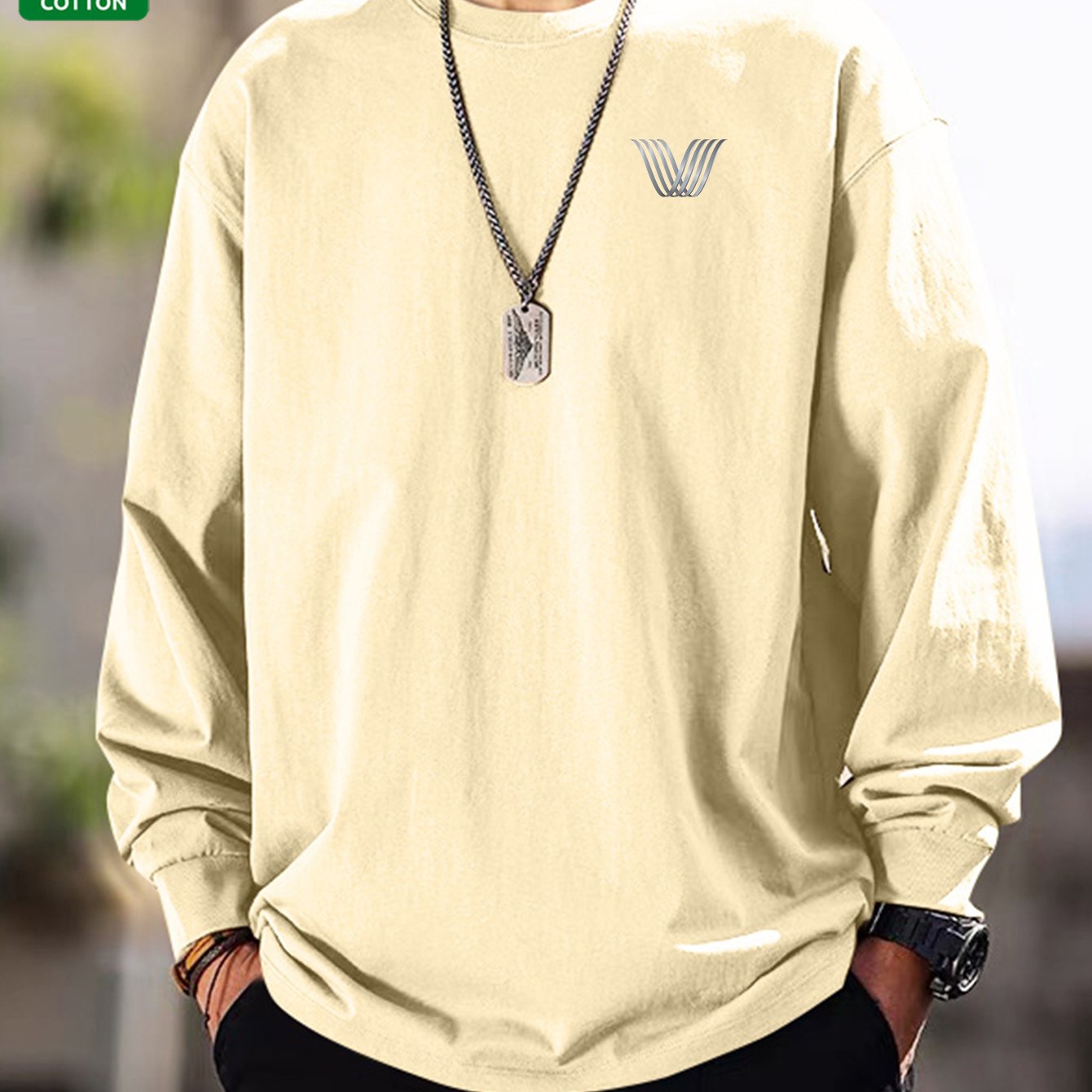 Maglia unisex a maniche lunghe, girocollo, casual