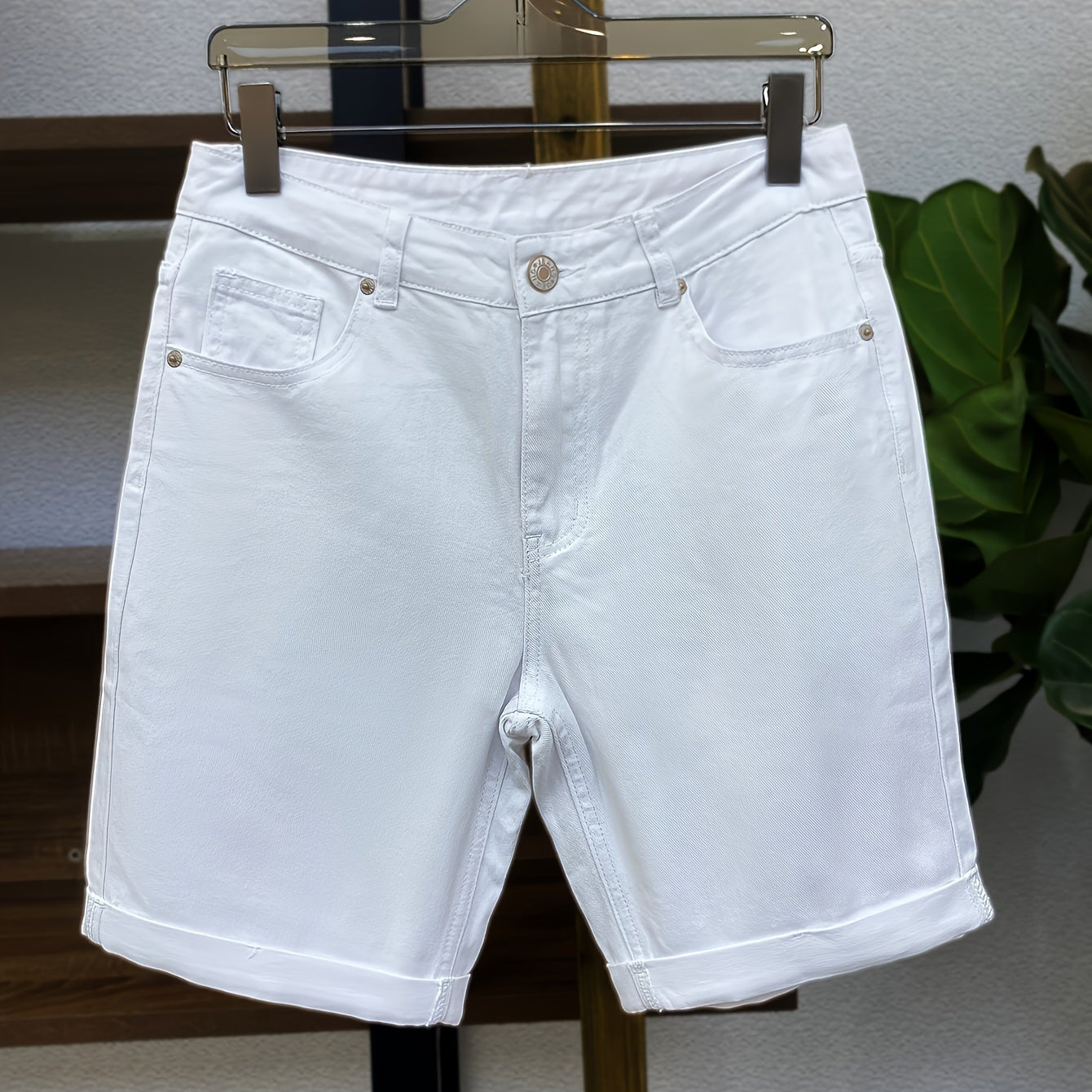 Męskie jeansowe szorty slim-fit na co dzień i czas wolny, nowoczesny design