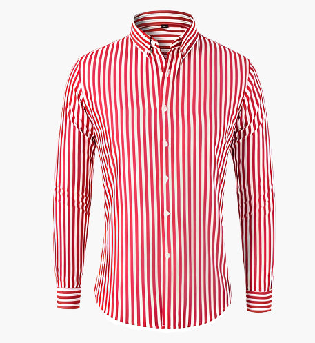 Chemise business décontractée homme – Chemise à manches longues rayée avec coupe classique, chemise moderne pour bureau et quotidien