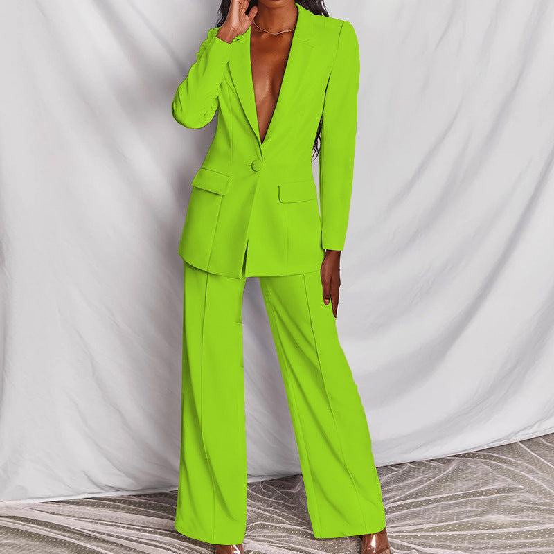Completo da donna per ufficio – Blazer elegante con pantaloni ampi per ufficio, eventi e quotidiano