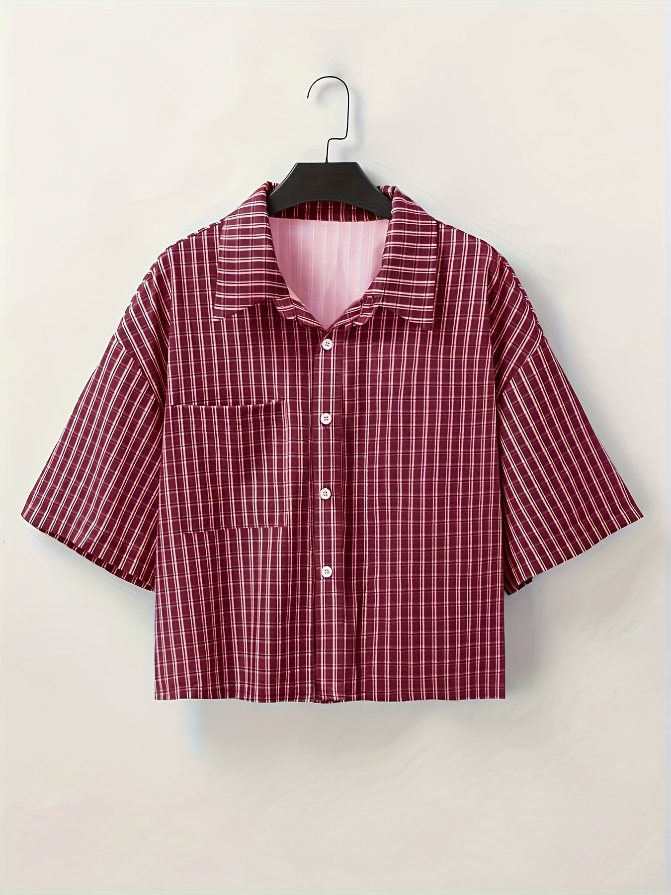 Herre kortermet oversized skjorte i rutete streetwear-stil – avslappet mote for fritid og hverdag