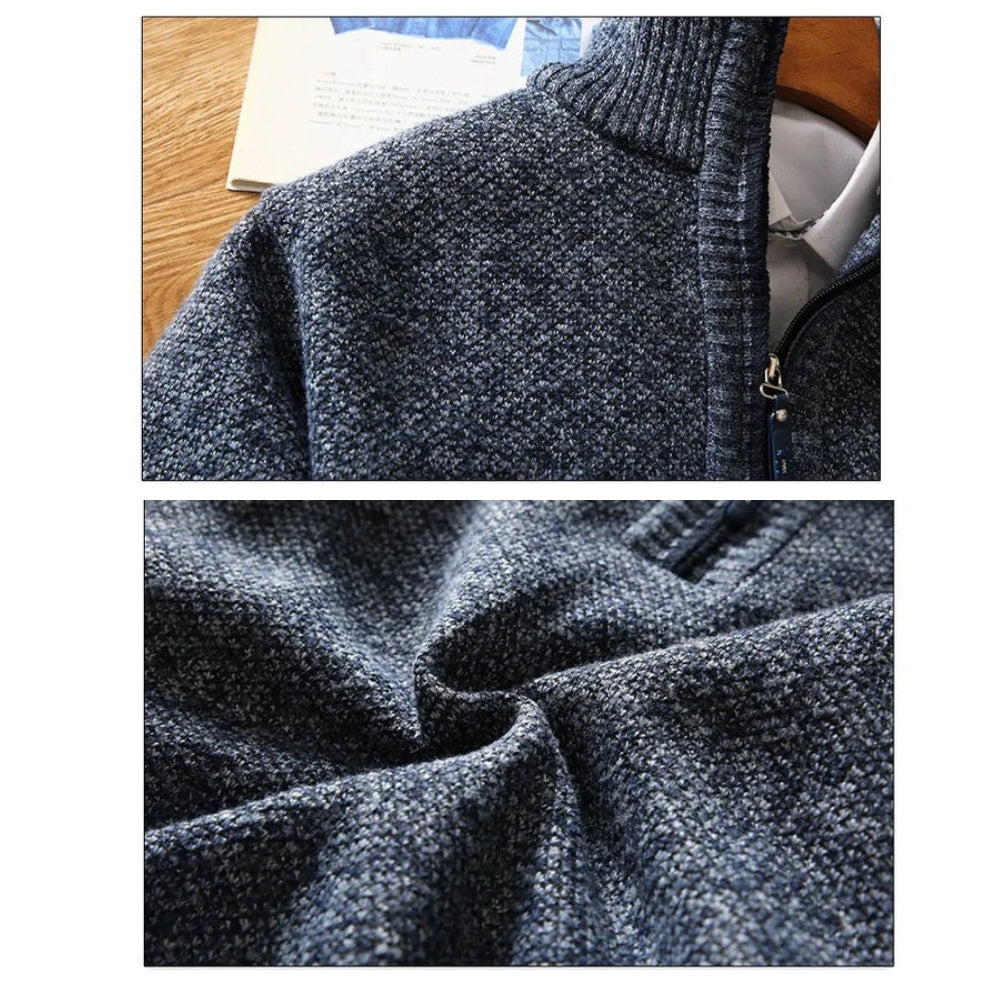 Herre pullover med lynlås – Strikdesign – Moderne fritidslook