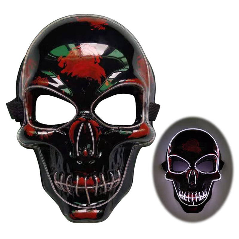 Máscara de calavera LED luminosa de Halloween para adultos – Máscara terrorífica para fiesta y disfraz