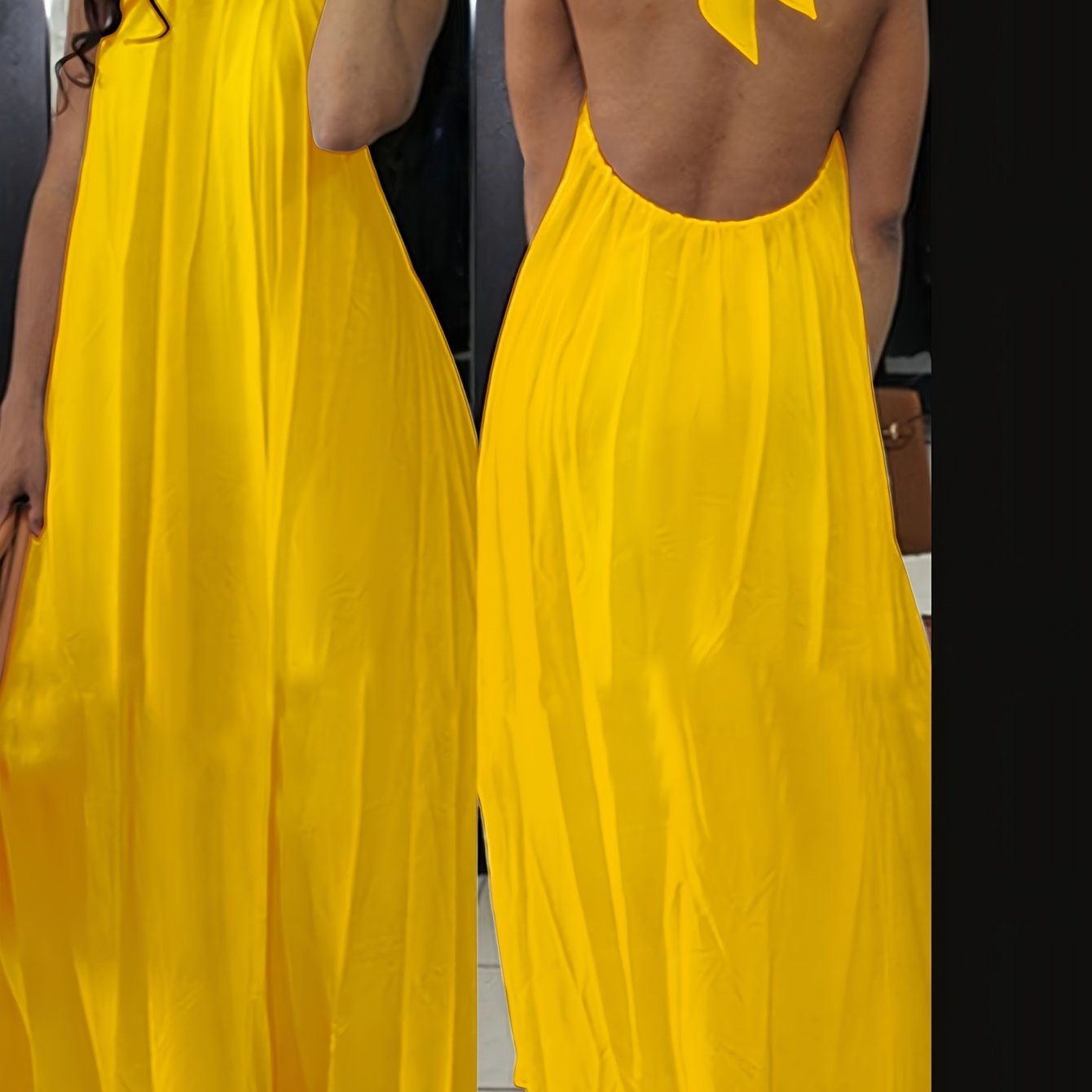Dame maxikjole rygfri halterneck elegant sommerfest fritid
