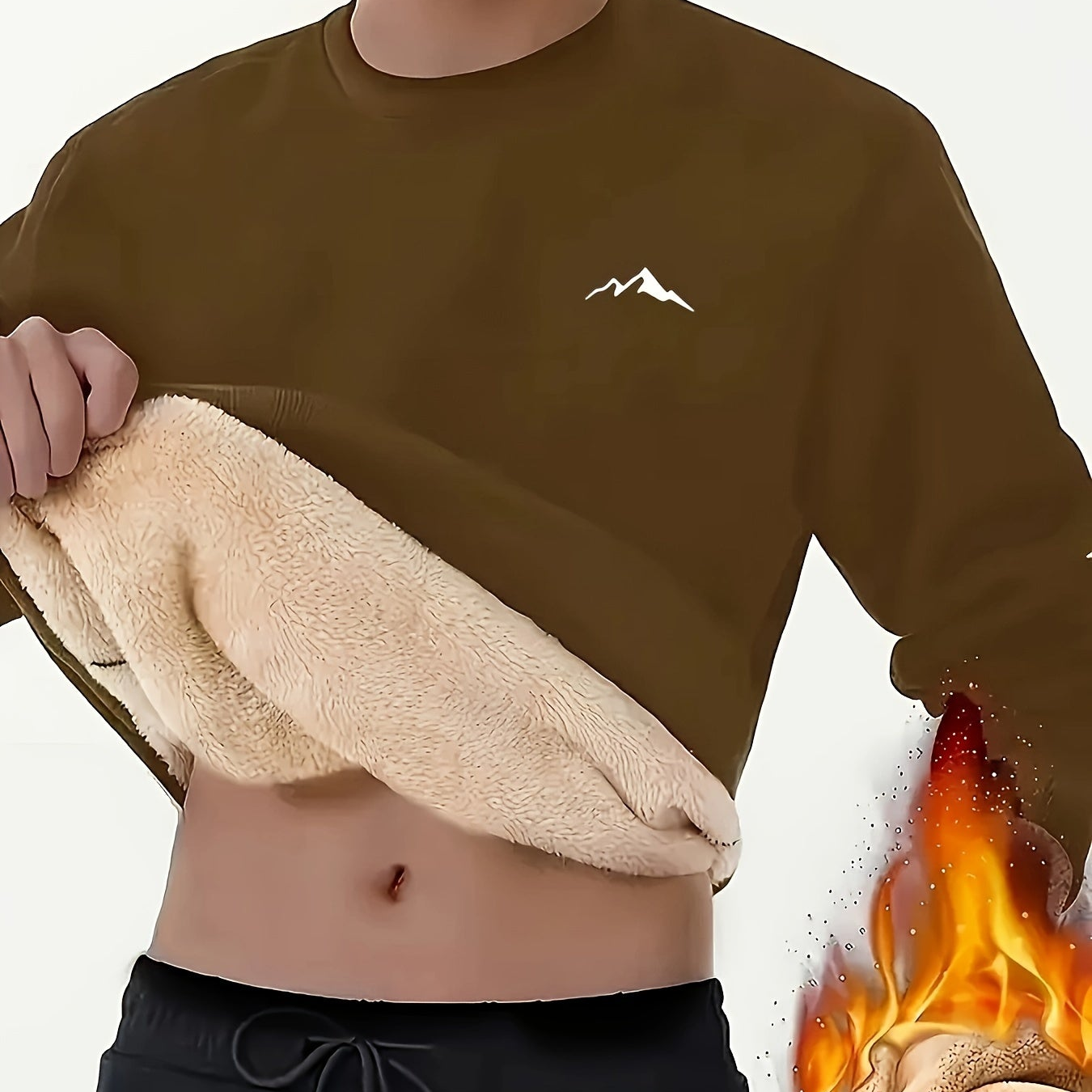 Unisex Winter Pullover mit Fleece-Futter und Berg-Logo