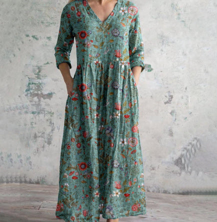 Dame Boho Maxikjole med broderi – Elegant vintage-stil for hverdag og fritid