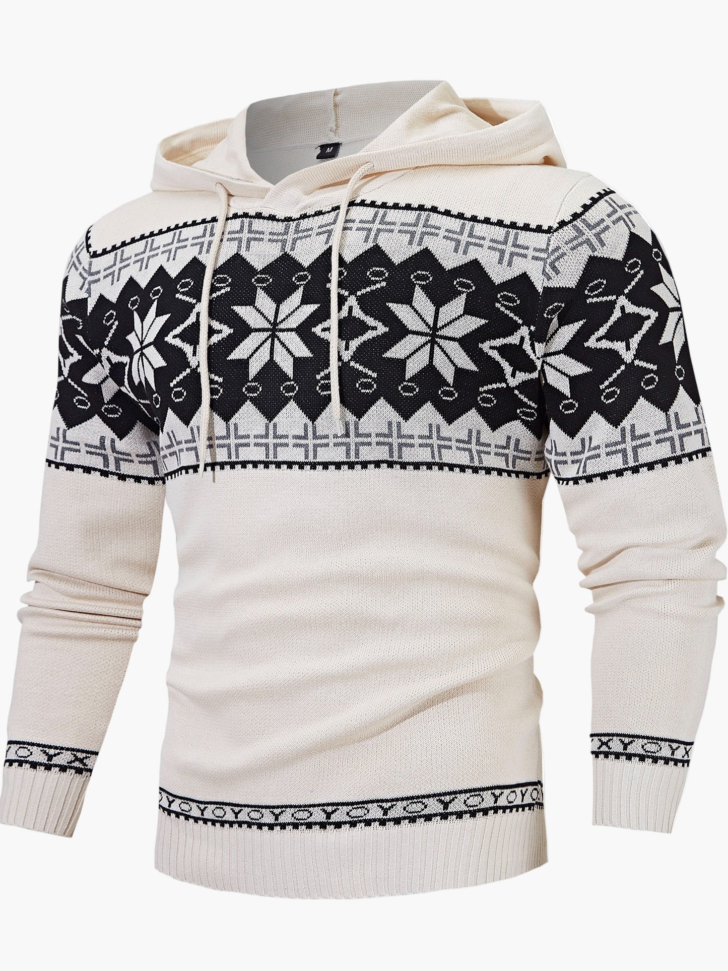 Sweat à capuche pour homme avec motif norvégien – Pull d'hiver décontracté pour les loisirs et le quotidien
