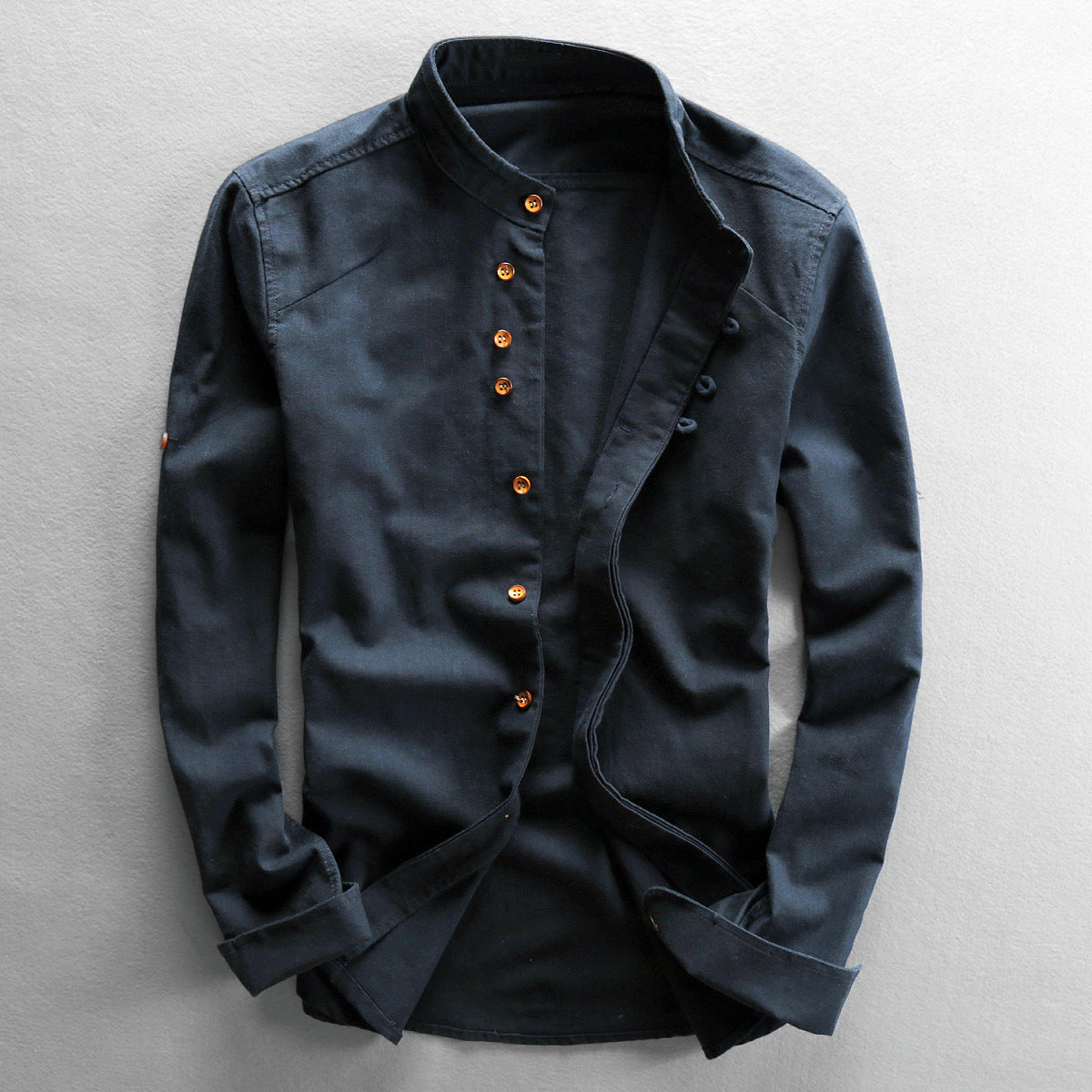 Steven – Herenoverhemd in Chinese stijl met opstaande kraag