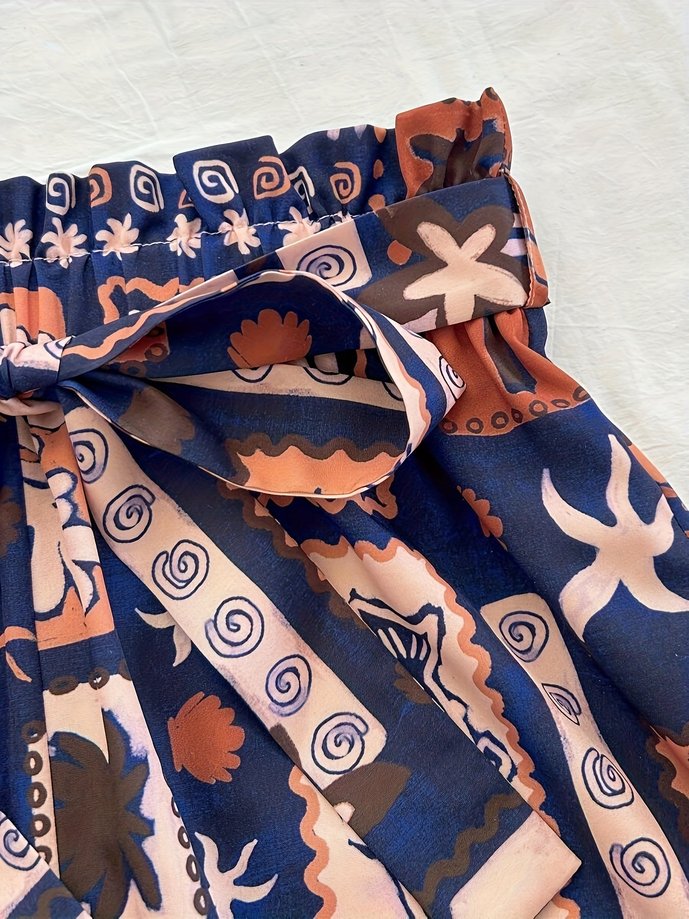 Set estivo donna due pezzi – Top canotta alla moda & pantaloncini paperbag tropicali – Perfetto per vacanze e tempo libero