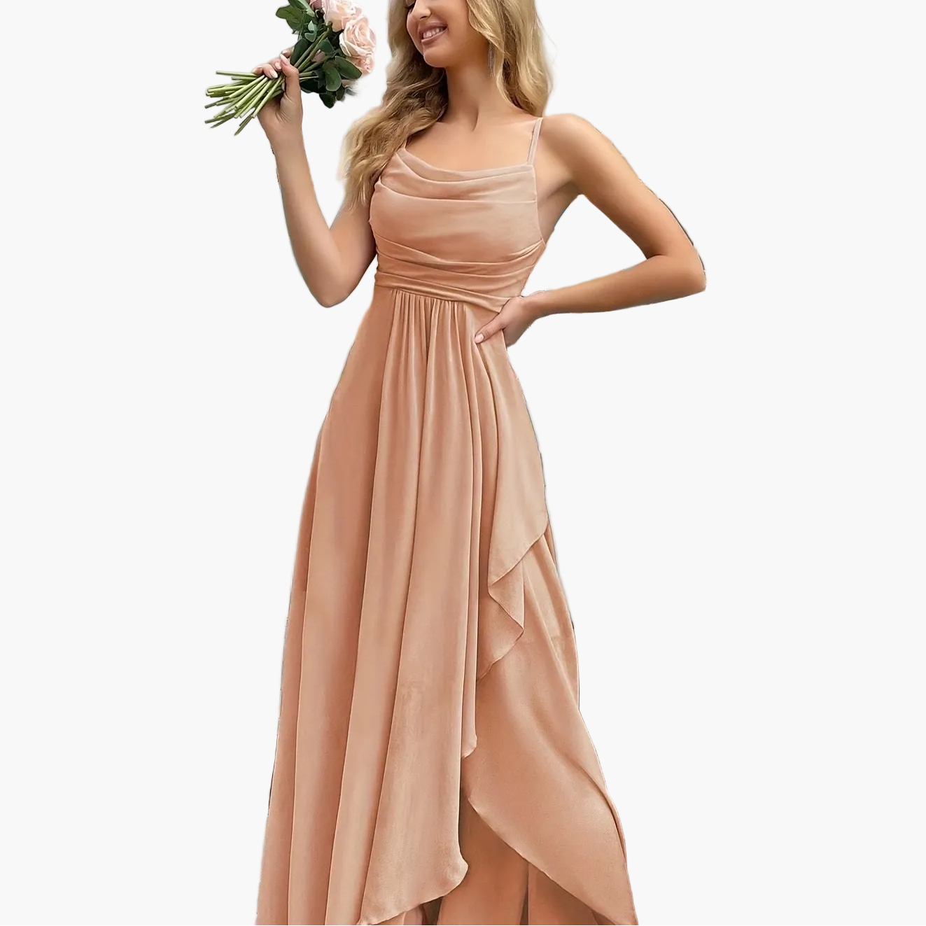 Vestido de noche elegante para mujer, corte ajustado y acampanado con tirantes finos – Perfecto para ocasiones festivas y bodas