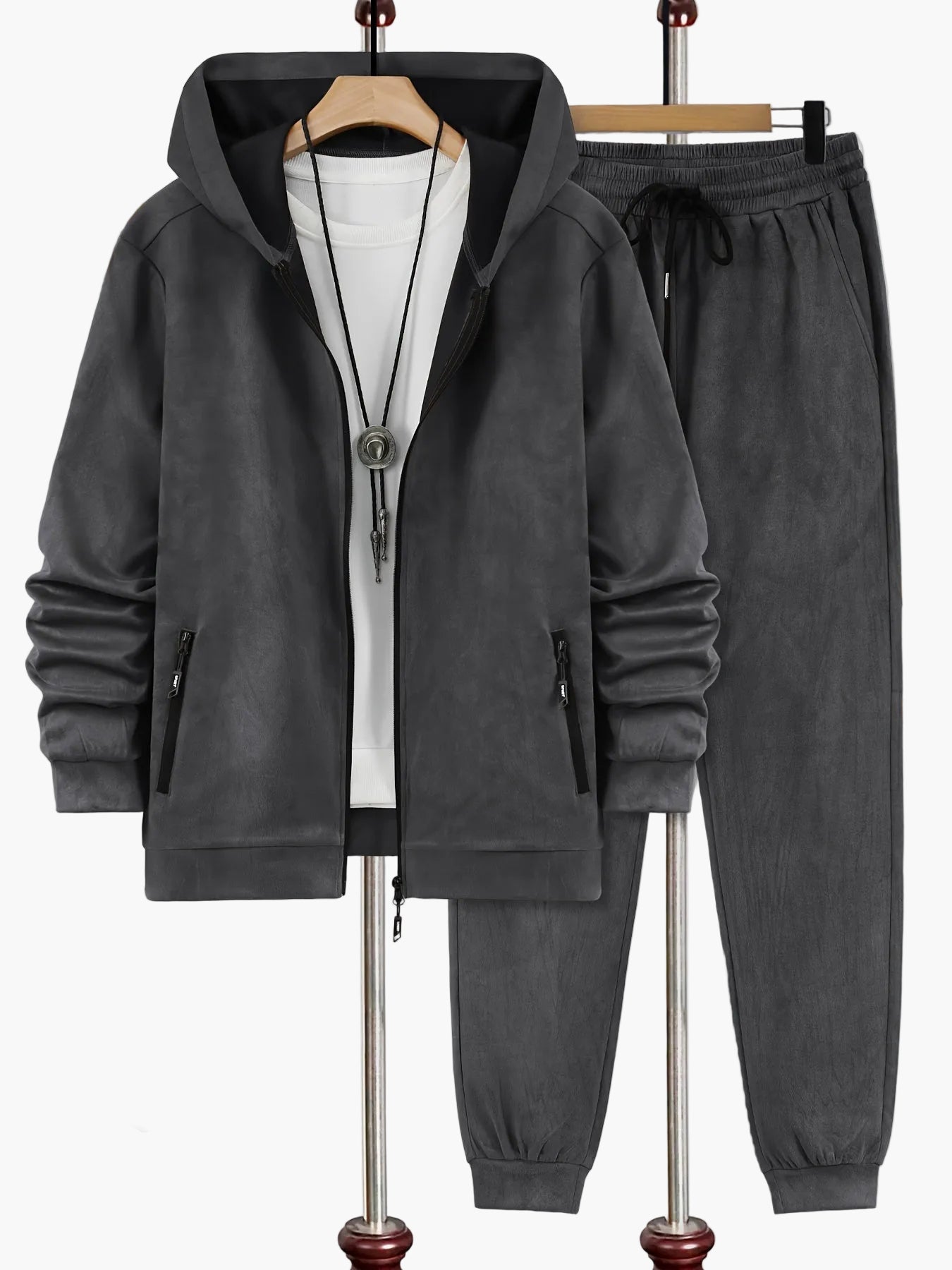 Herr Fritids Hoodie-Träningsset – Sportigt Tvådelat Set för Vardag och Fitness