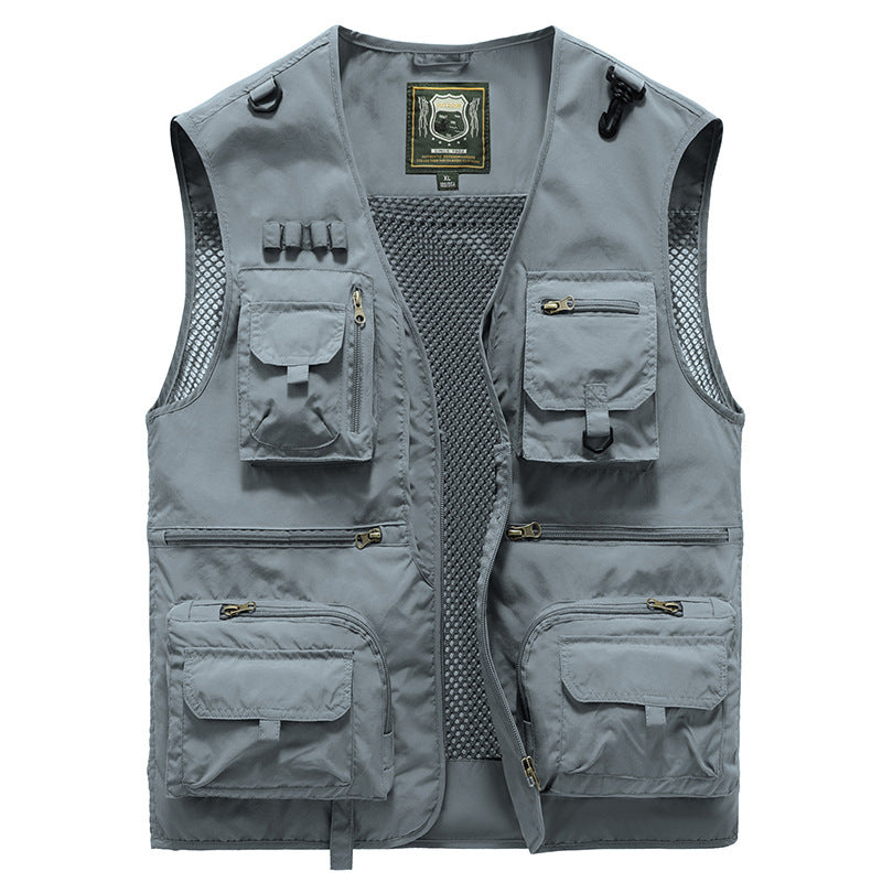 Veste multifonction outdoor pour homme – Pêche, camping et aventure, respirante, légère, avec de nombreuses poches