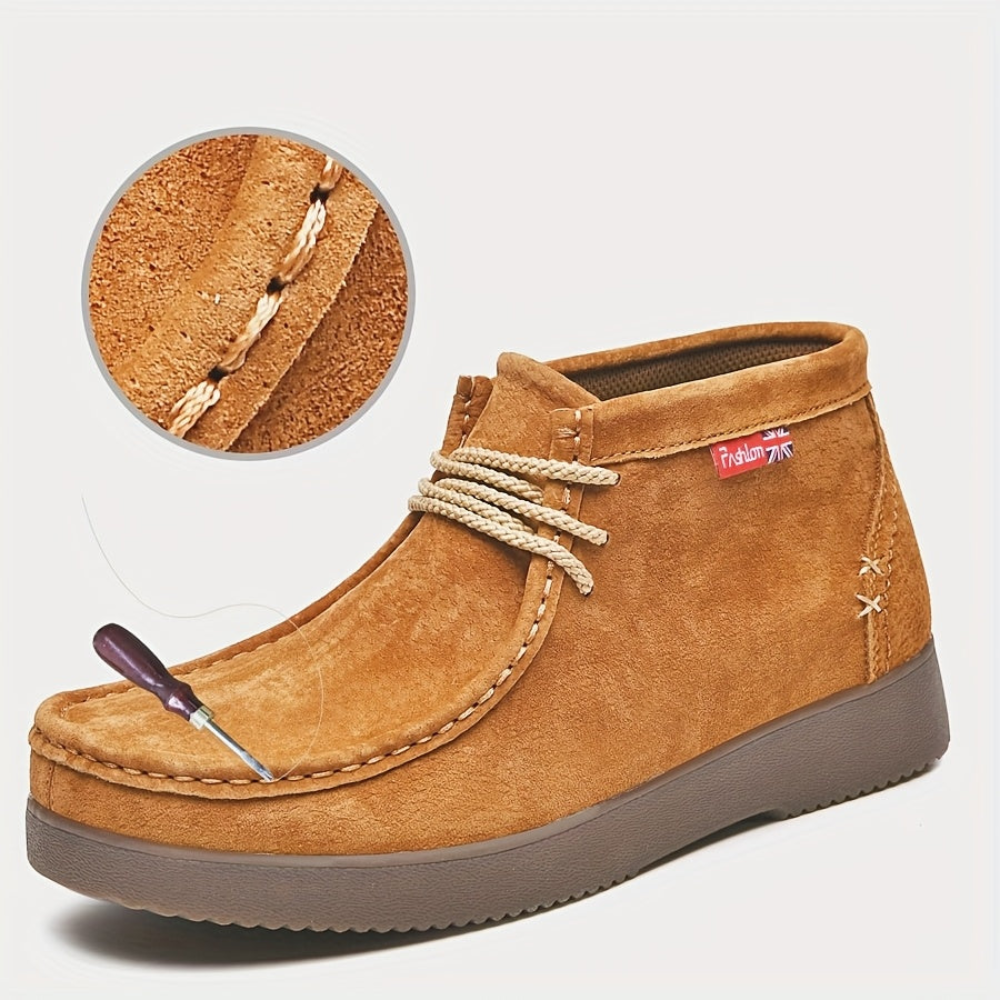 Herren Desert Boots mit Schnürung in Wildleder-Optik und Profilsohle
