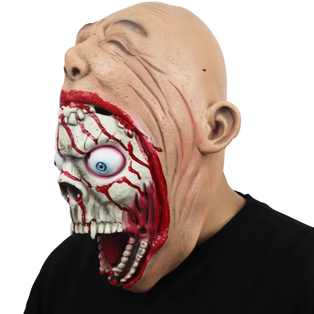 Halloween latex-maske horror Big Mouth til voksne – Uhyggelig udklædning & festkostume