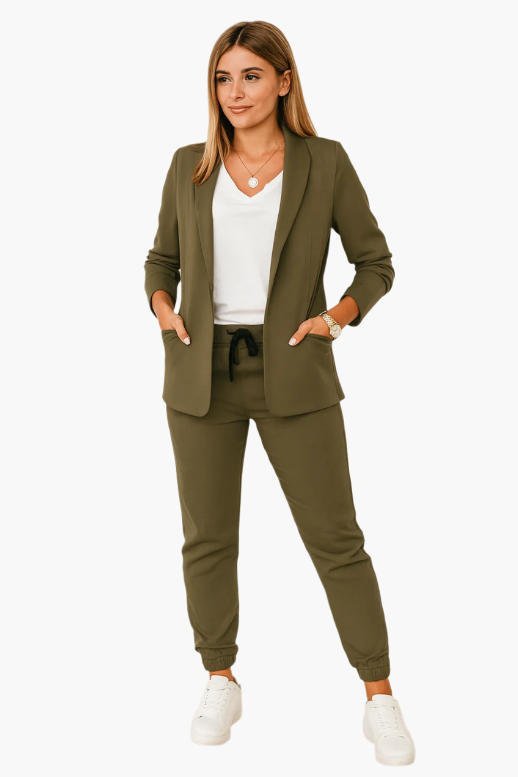 Damen Business Jogger Anzug – Eleganter Blazer mit Hose für Büro & Freizeit