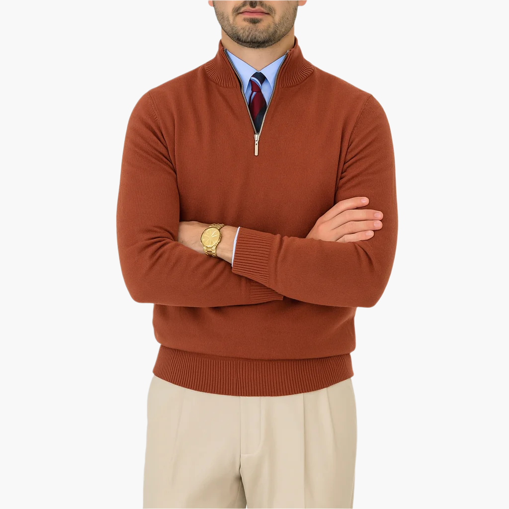 Pull à demi-fermeture éclair homme – Look classique affaires et loisirs, élégant et polyvalent