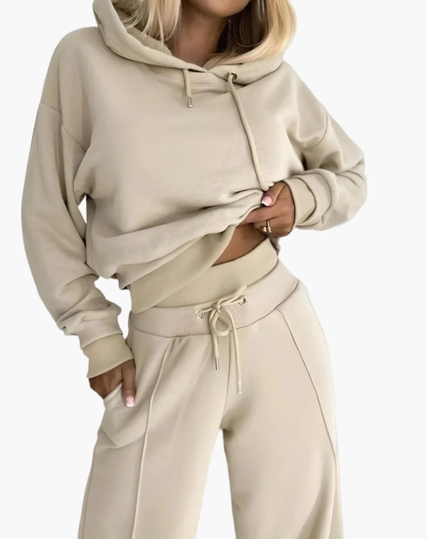 Ensemble survêtement loisirs pour femmes – Sweat à capuche et pantalon large, style décontracté, parfait pour le quotidien et le sport
