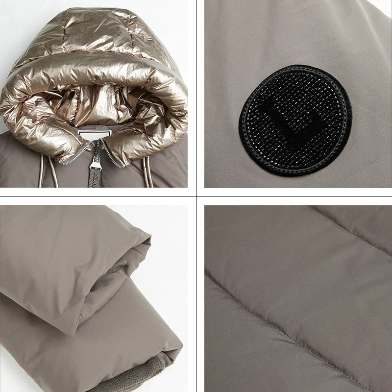 Cappotto trapuntato invernale da donna con cappuccio – Parka lungo alla moda per giornate fredde