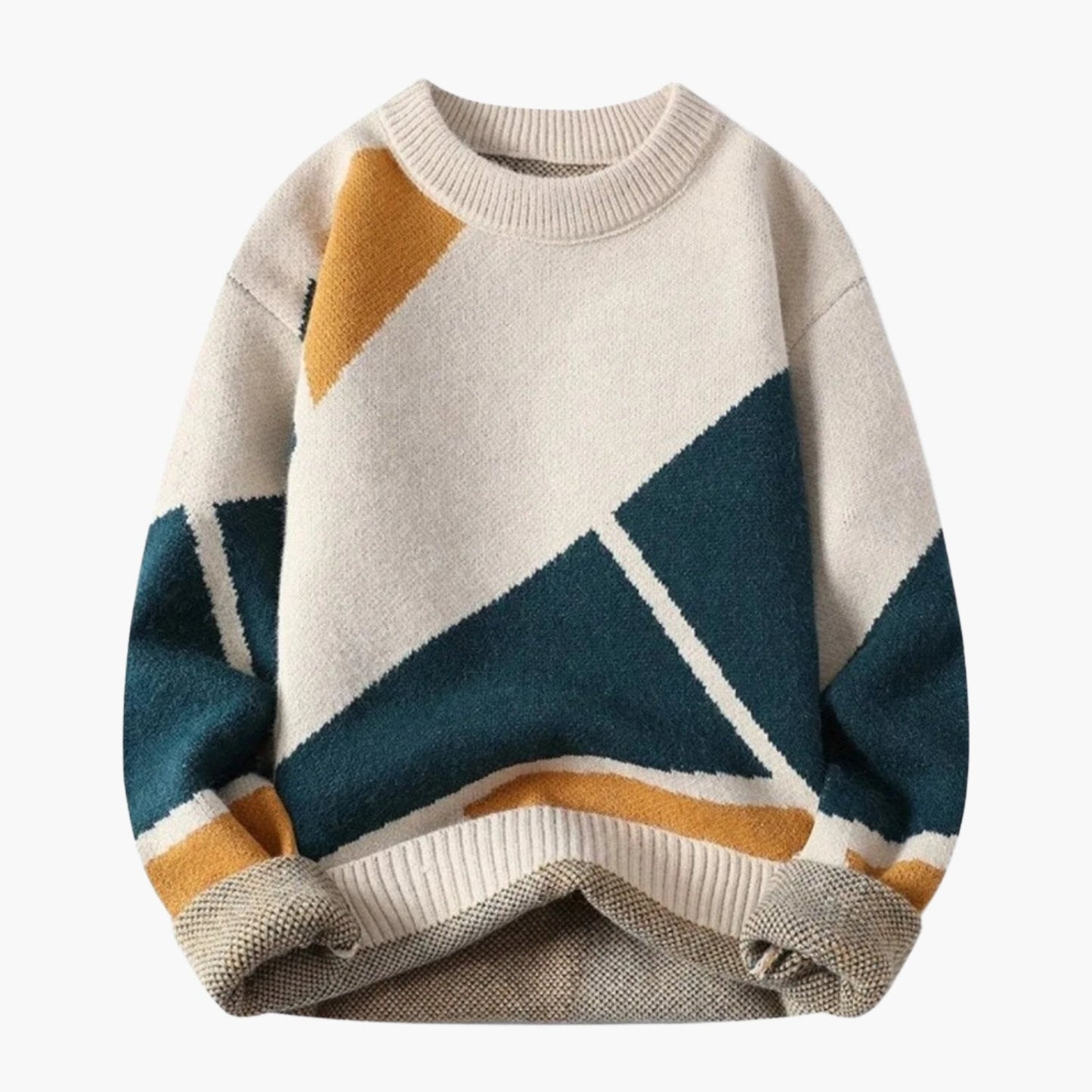 Pull homme en maille à motif géométrique – Style confortable et décontracté