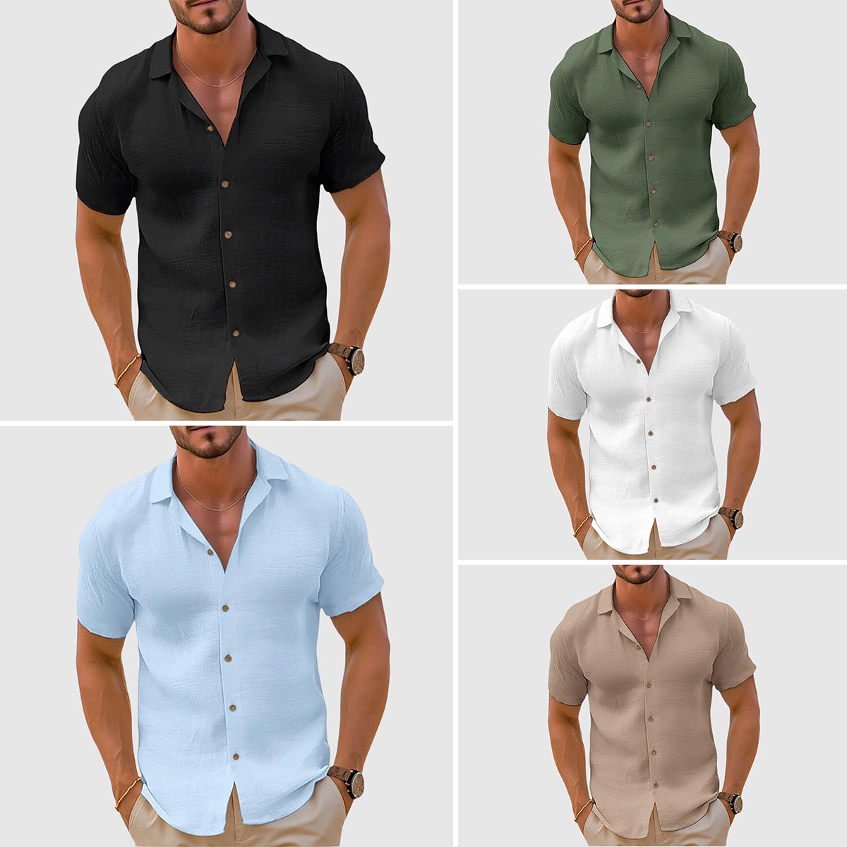 Herre sommer fritidsskjorte med kort erme – Elegant urban strandstil