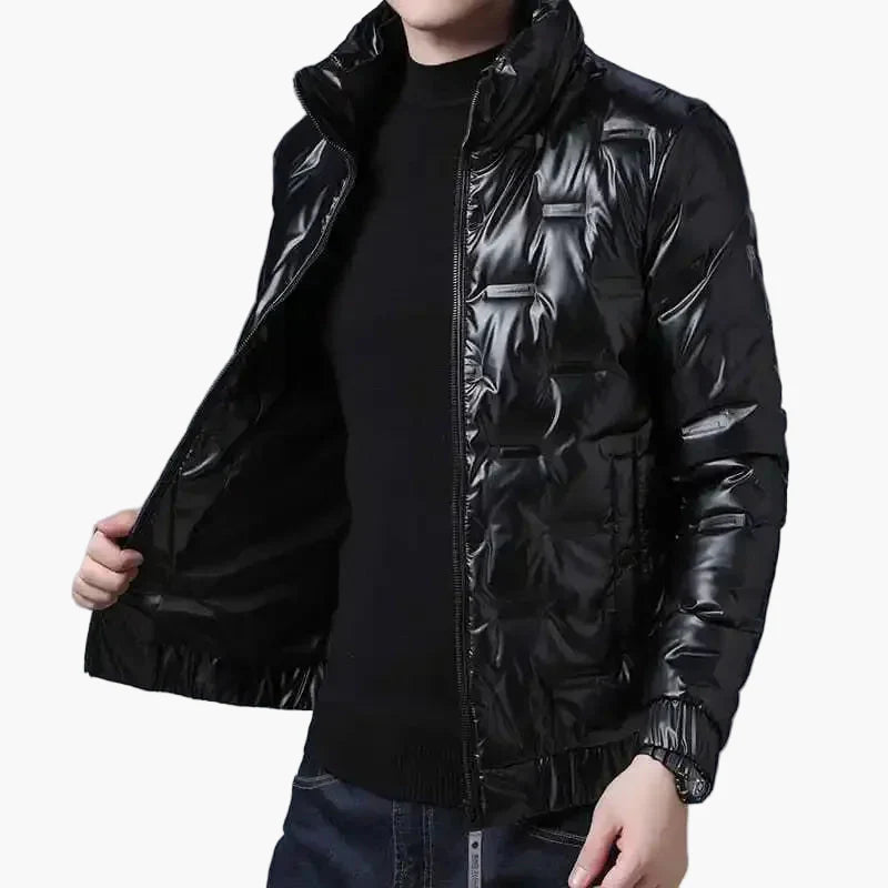 Giacca imbottita da uomo con design moderno lucido – Giacca di mezza stagione elegante, alla moda e versatile
