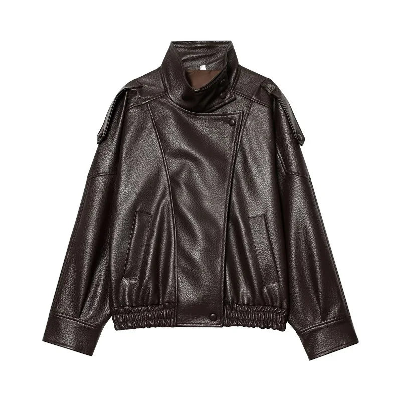 Damen Jacke aus weichem Material mit Stehkragen, Reißverschluss und elastischem Saum