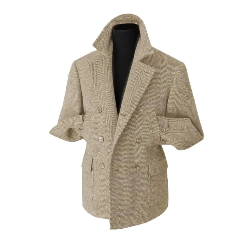 Herren Klassischer Doppelreihiger Blazer im Vintage-Stil – Eleganter Mantel für Business und Freizeit