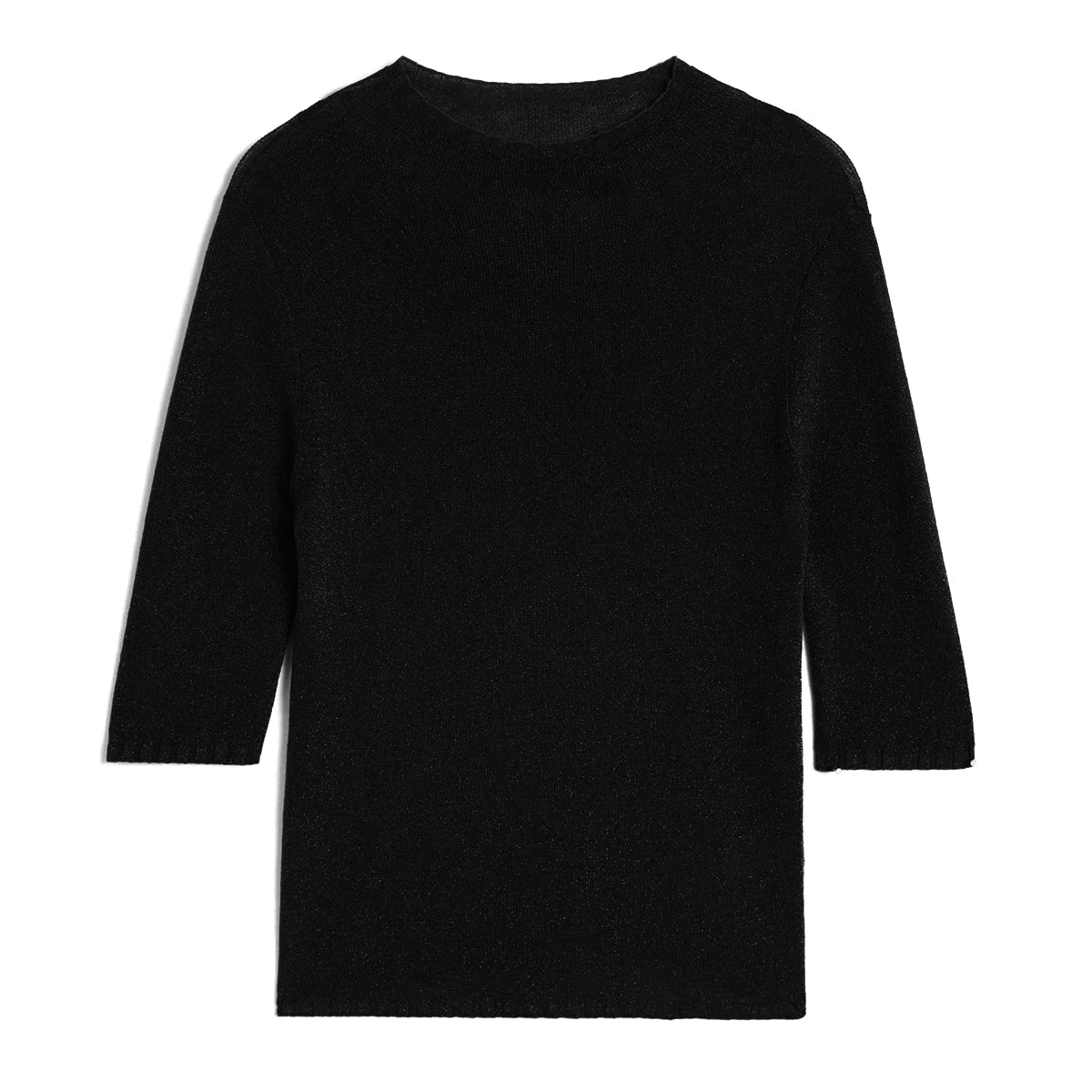 Damen Stricktop Halbarm Stehkragen Feinstrick Schimmer-Optik