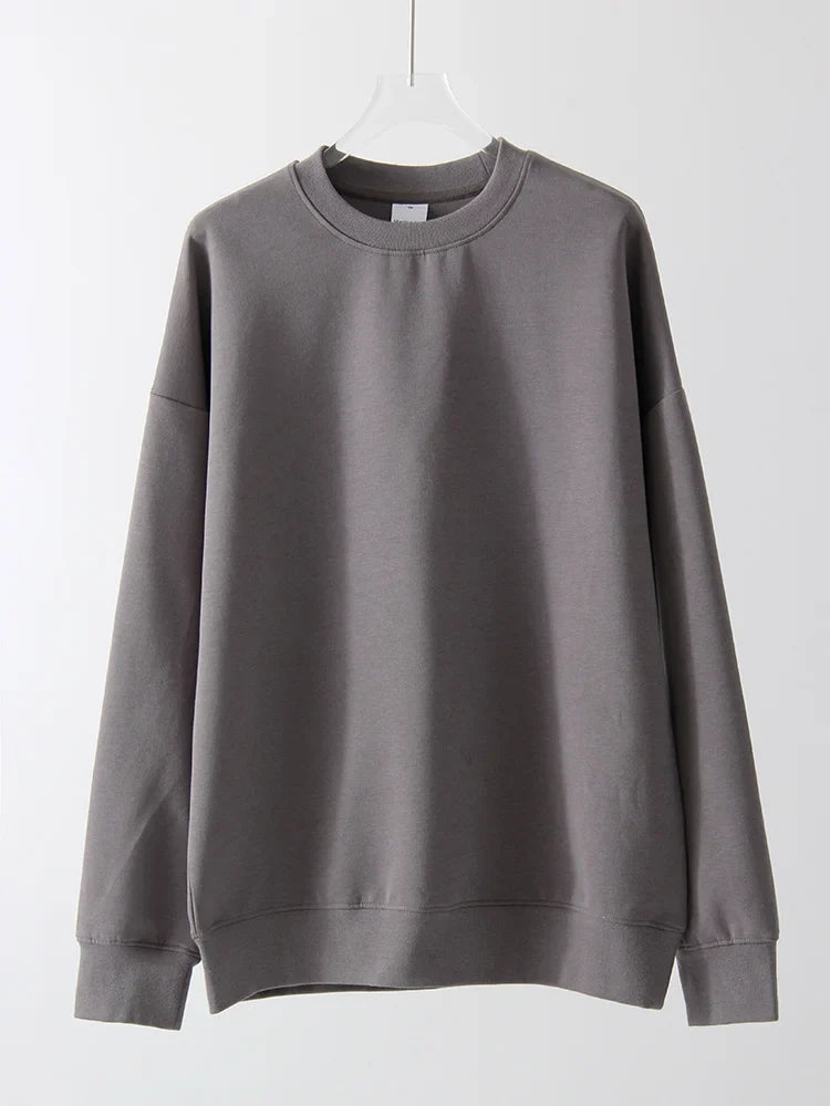 Felpa unisex oversize a maniche lunghe con scollo rotondo, tinta unita
