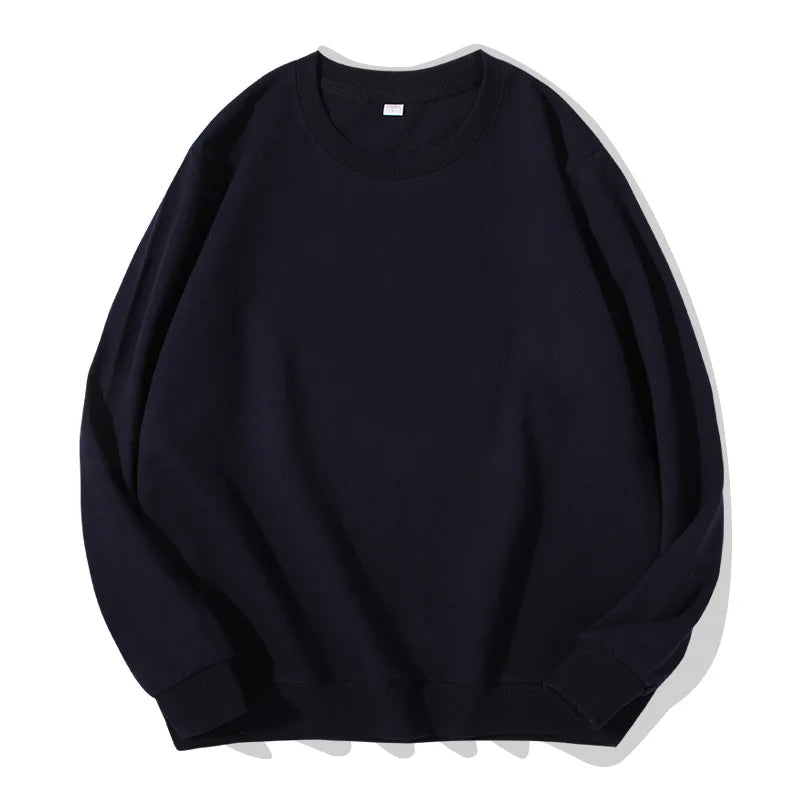 Sudadera unisex de manga larga con cuello redondo, colores lisos