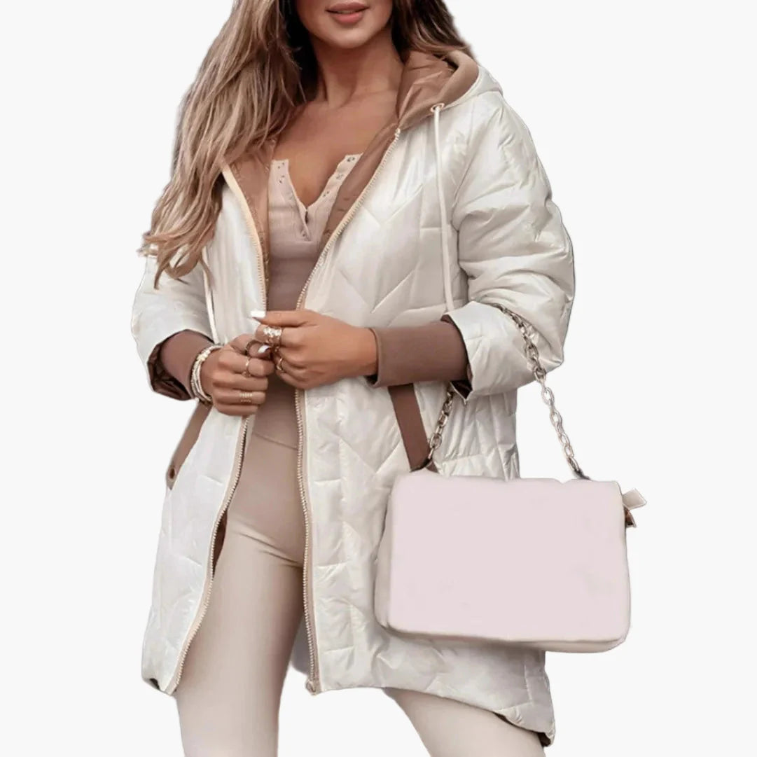 Cappotto imbottito da donna con cappuccio – Giacca di transizione alla moda per uso quotidiano e tempo libero