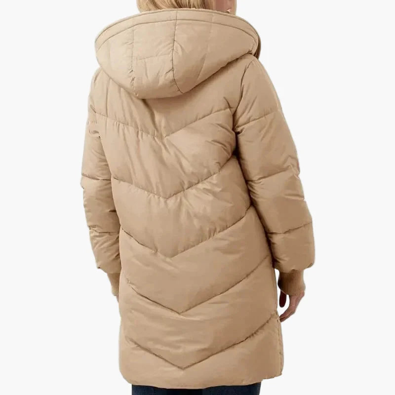 Cappotto trapuntato invernale da donna con cappuccio, giacca imbottita lunga, per tutti i giorni e tempo libero