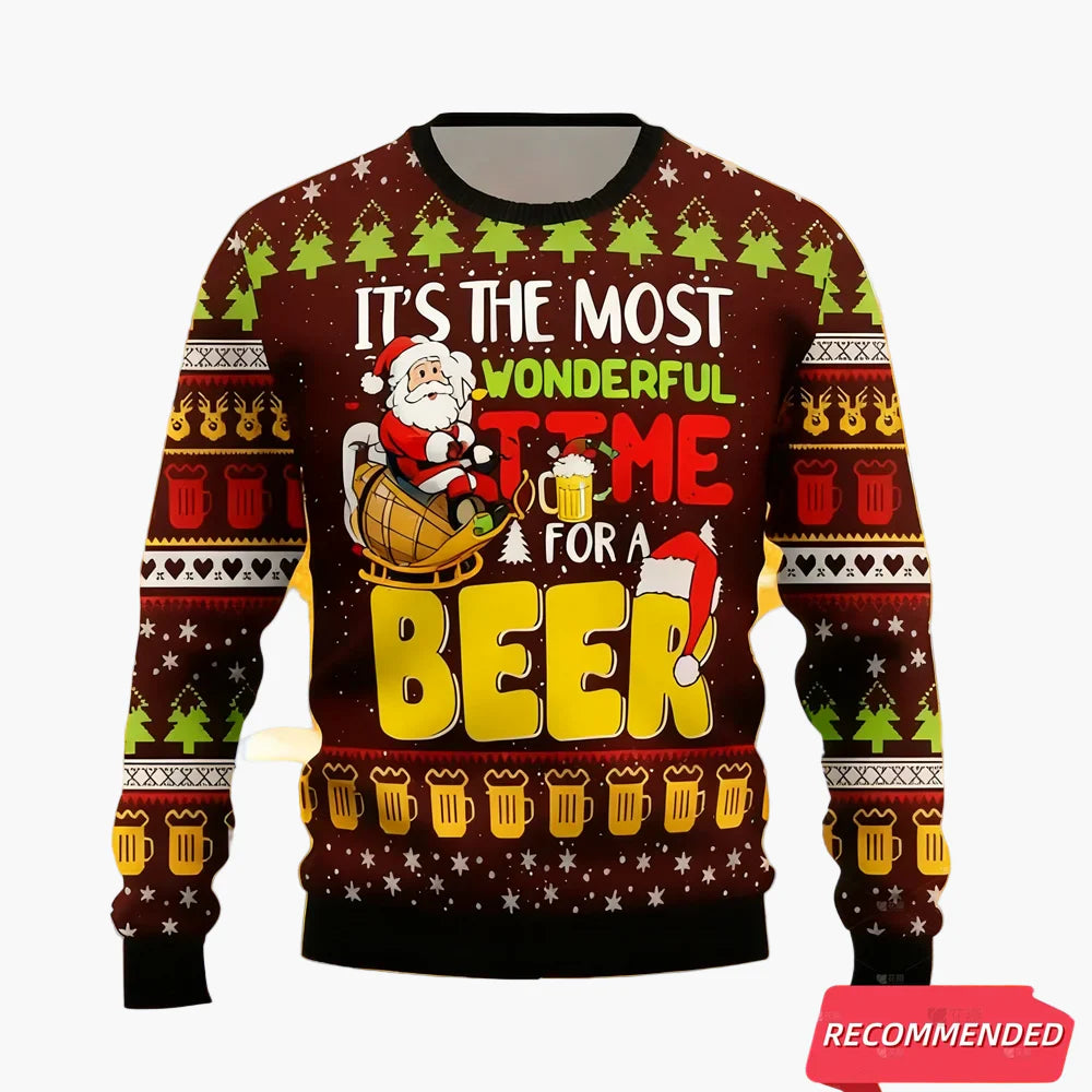 Pull de Noël drôle pour homme – It's The Most Wonderful Time For A Beer – Pull moche de Noël pour soirées