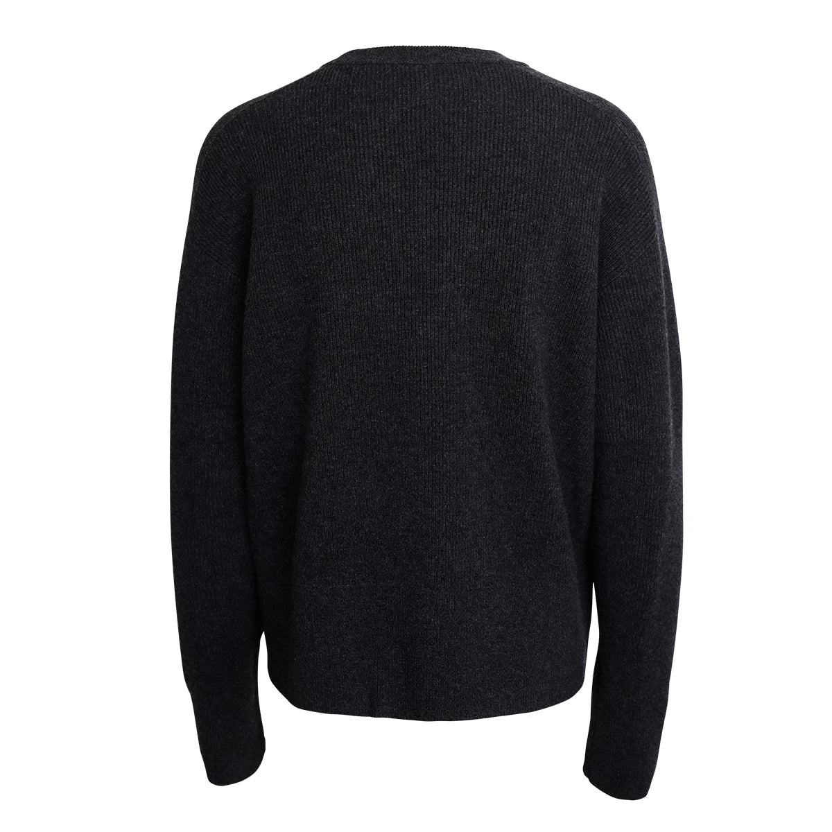 Maglione da donna a coste, maniche lunghe, girocollo, bianco