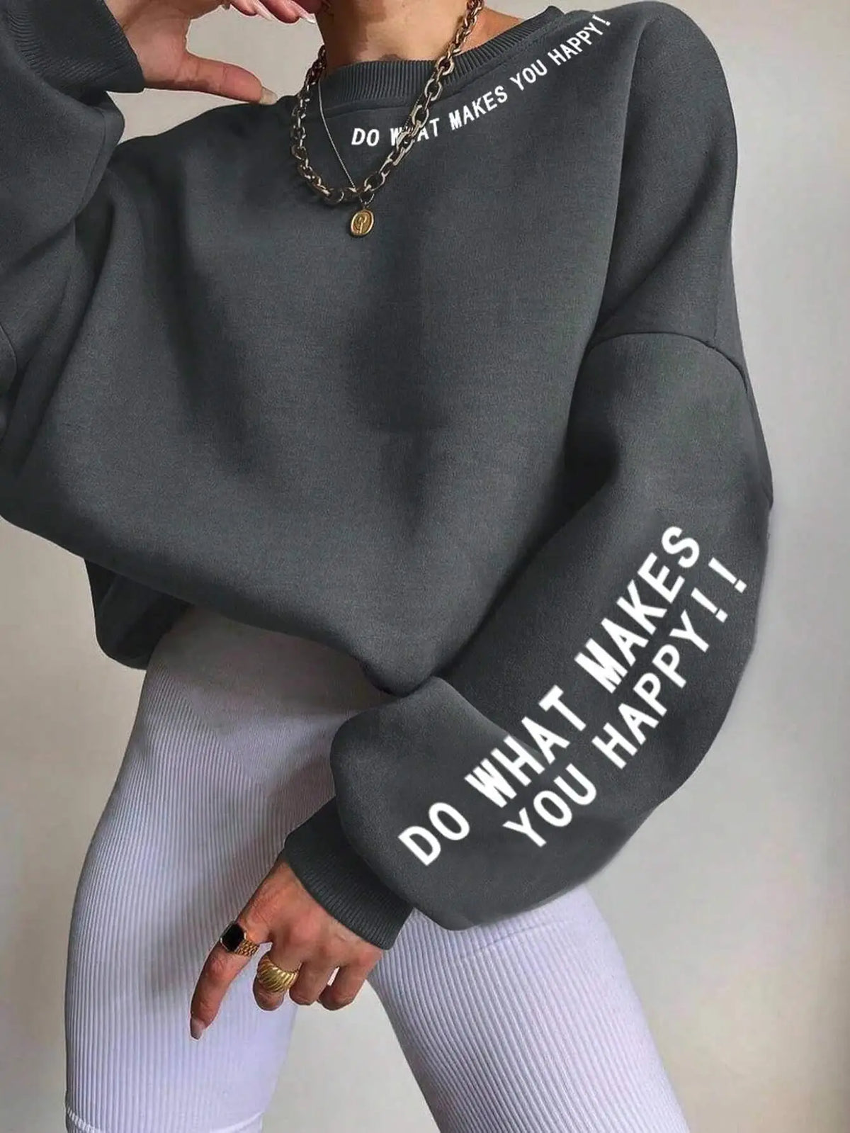 Felpa unisex a maniche lunghe con stampa "DO WHAT MAKES YOU HAPPY"